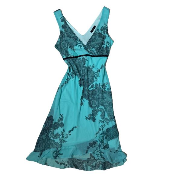 Vintage F21 Y2K Paisley Floral Print Dress Teal Fairy Coquette Size Small USA - Picture 1 of 9